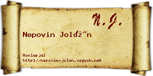 Nepovin Jolán névjegykártya